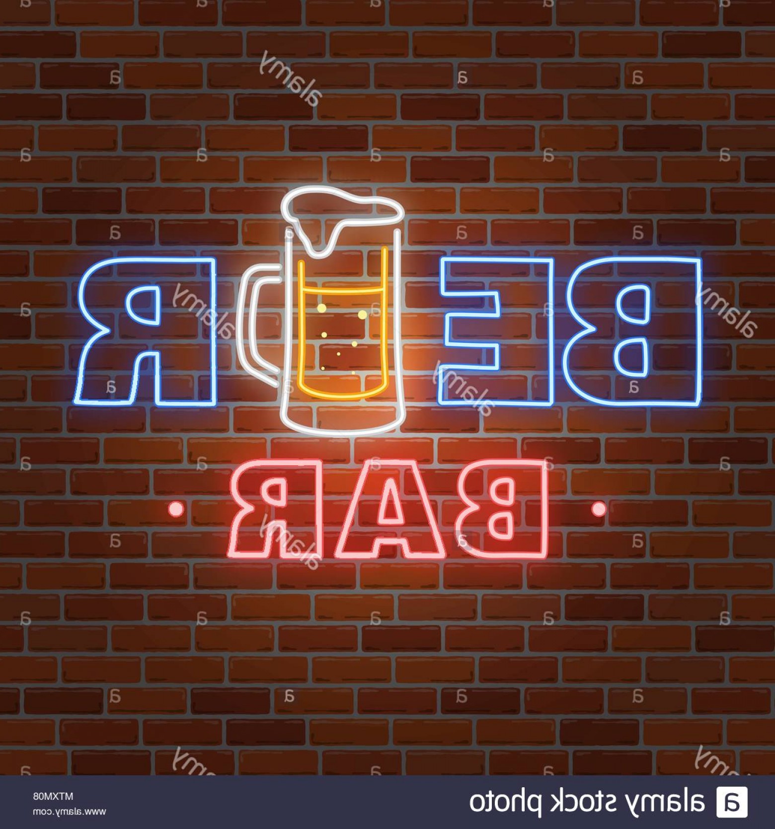 Retro Neon Beer Bar Sign On Brick Wall Background Vector 1560x1668 Retro Neon Beer Bar Sign On Brick Wall Background Vector