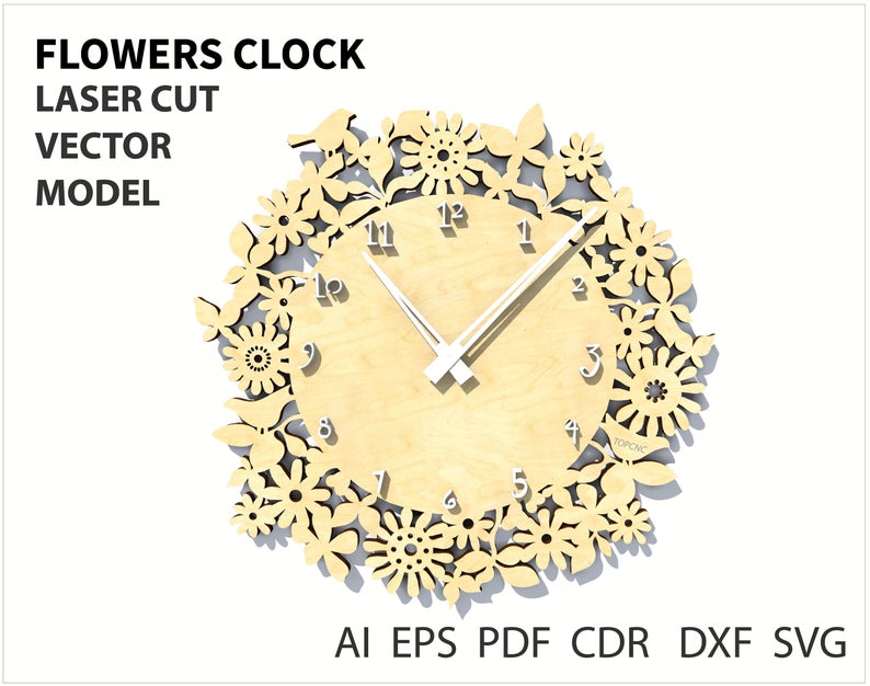 Flowers Wall Clock Vector For Laser Cutting Cnc Wooden Etsy 794x626 Flowers Wall Clock Vector For Laser Cutting Cnc Wooden Etsy