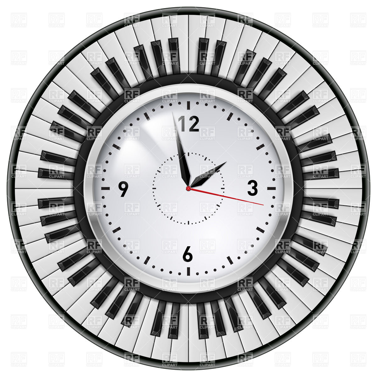 Piano Keys Around The Office Wall Clock Vector Image Of Objects 1200x1200 Piano Keys Around The Office Wall Clock Vector Image Of Objects