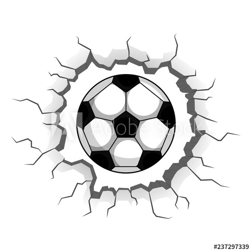 500x500 Soccer Ball Stuck On A Wall Crack Vector Illustration Design