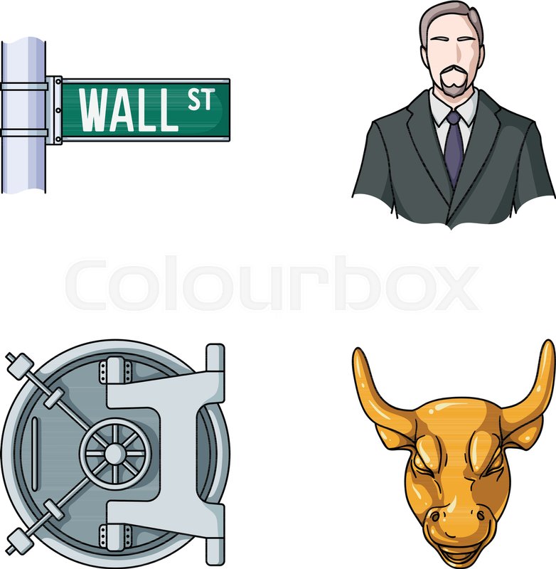 782x800 Wall Street, A Businessman, A Bank Stock Vector Colourbox