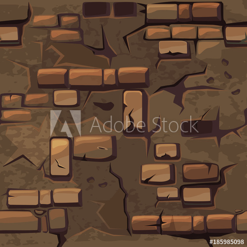 500x500 Cartoon Seamless Pattern Texture Old Crack Brown Brick Wall