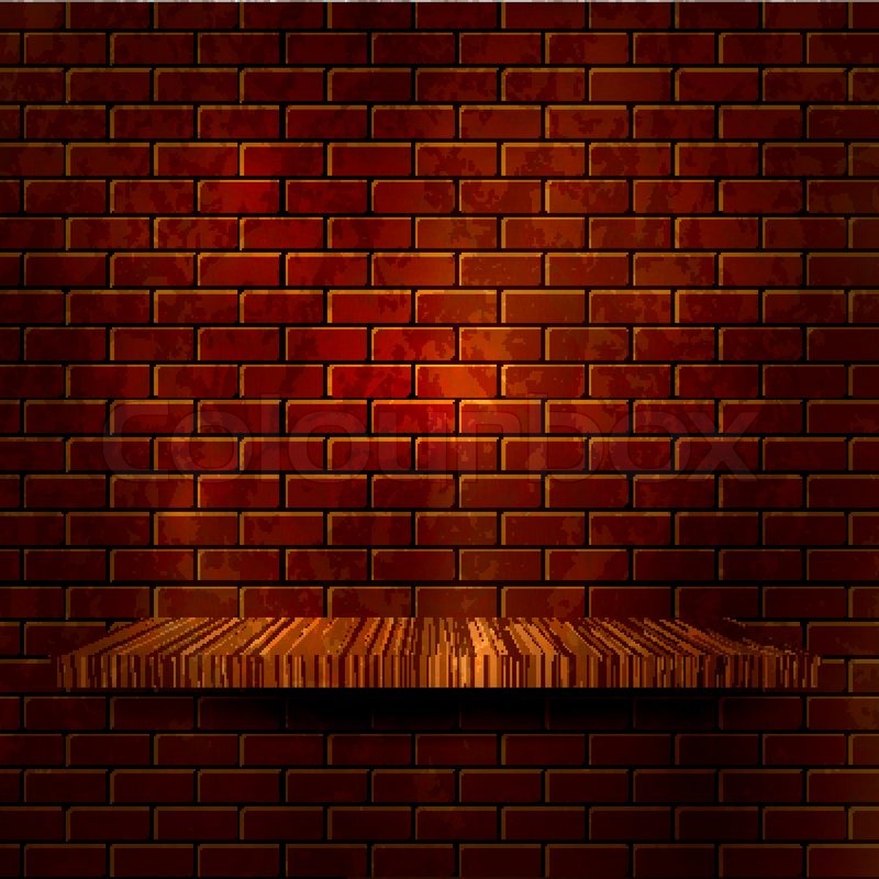 800x800 Wooden Shelf With Brick Wall Vector Stock Vector Colourbox
