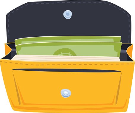 455x379 Open Purse Wallet Vector Illustration Premium Clipart