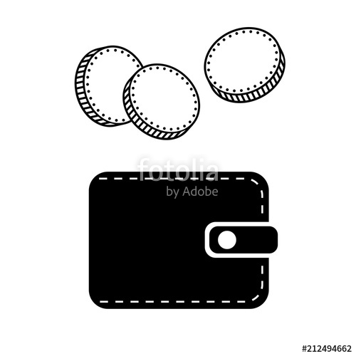 500x500 Wallet And Money Icon Coins Falling Into Leather Wallet Vector
