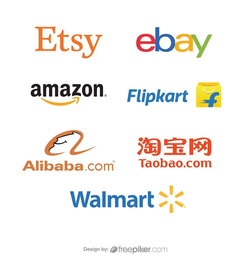 800x873 Amazon Etsy Walmart Alibaba Ebay Taobao Flipcart Logo Vector