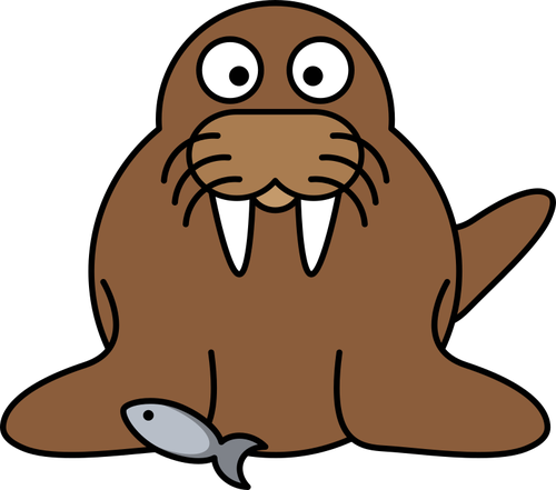500x441 Cartoon Walrus Vector Image
