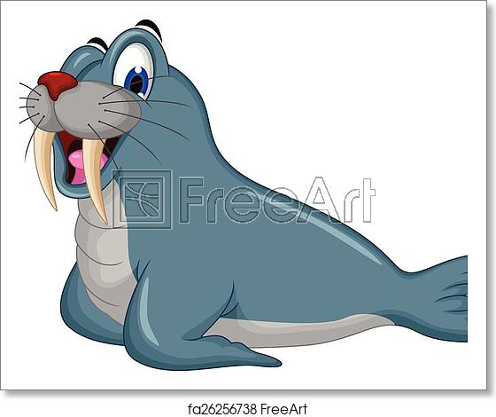 560x470 Free Art Print Of Cute Cartoon Walrus Vector Illustration Of Cute