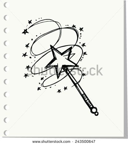 416x470 Doodle Of Magic Wand Vector Illustration Art Ink