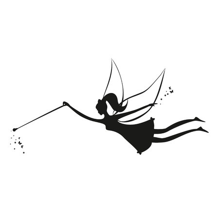 450x450 Fairy Flying Fairy Black Silhouette With A Magic Wand Vector