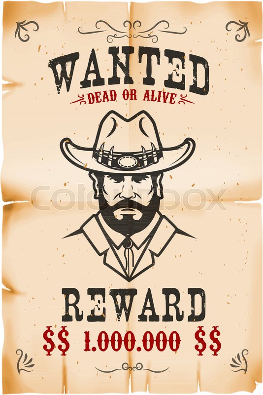 Vintage Wanted Poster Template With Stock Vector Colourbox 534x800 Vintage Wanted Poster Template With Stock Vector Colourbox