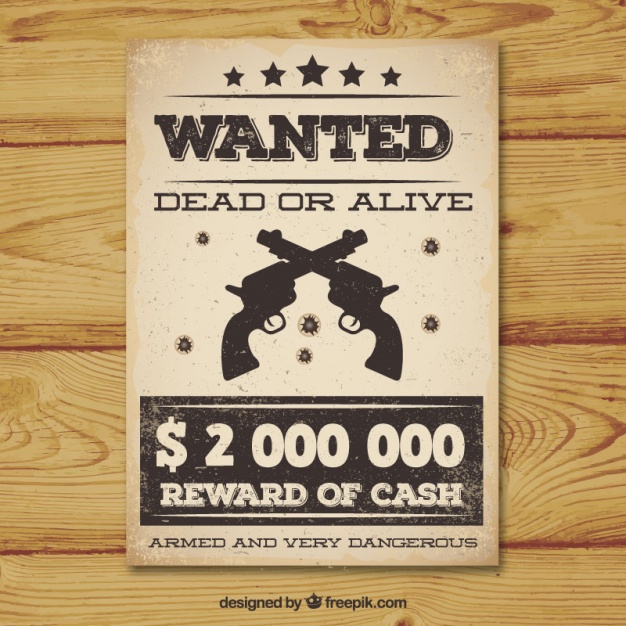 Vintage Wanted Poster With Two Guns Vector Free Download 626x626 Vintage Wanted Poster With Two Guns Vector Free Download