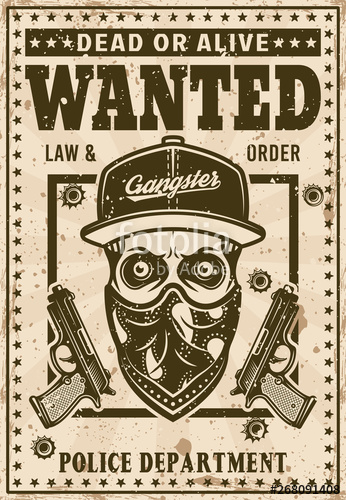 Modern Gangster Skull In Hat Vector Wanted Poster Stock Image 346x500 Modern Gangster Skull In Hat Vector Wanted Poster Stock Image