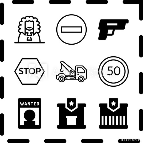 Simple Icon Set Of Law Related Judge, Tow Truck, Police Station 500x500 Simple Icon Set Of Law Related Judge, Tow Truck, Police Station