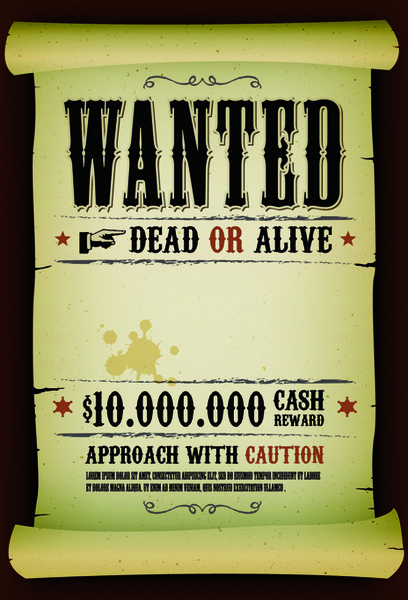 Vintage Style Wanted Vector Templates Free Vector In Encapsulated 408x600 Vintage Style Wanted Vector Templates Free Vector In Encapsulated