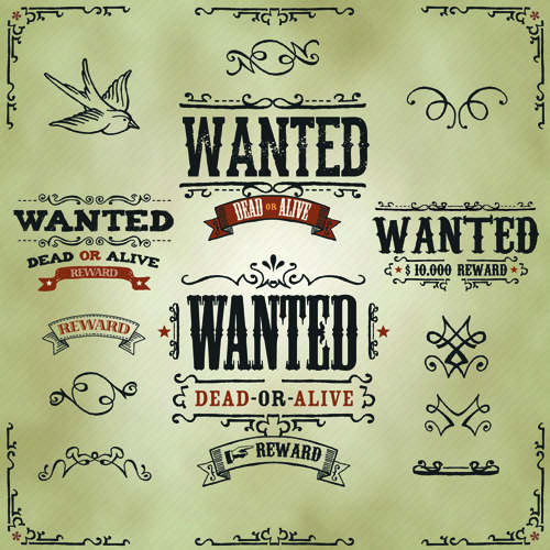 Vintage Style Wanted Vector Templates Material Free Download 500x500 Vintage Style Wanted Vector Templates Material Free Download