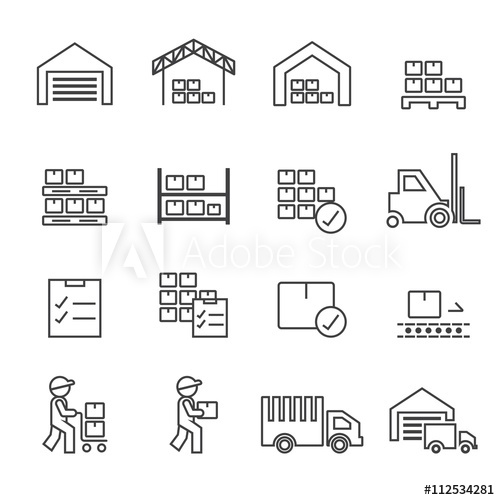 500x500 Warehouse Icon Line Vector