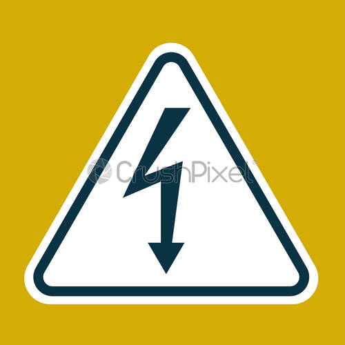500x500 High Voltage Sign Danger Symbol Black Arrow Isolated In White