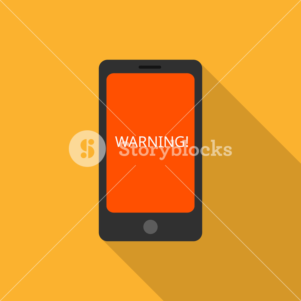 1000x1000 Smartphone Warning Icon Flat Illustration Of Smartphone Warning