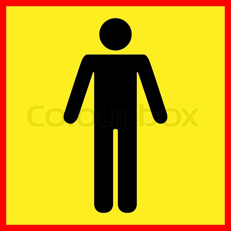 800x800 Standing Human Warning Icon Yellow Stock Vector Colourbox
