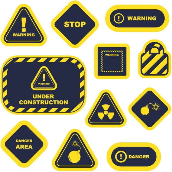 569x569 Yellow Warning Signs And Labels Vector Free Vector