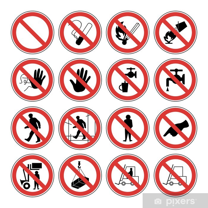 700x700 Warning Signs Vector Icons For Work Safety Wall Mural Pixers