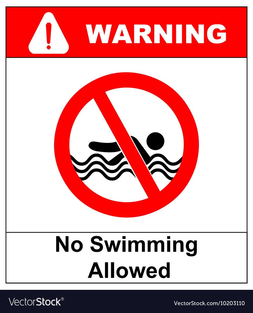 874x1080 No Swimming Warning Signs Vector