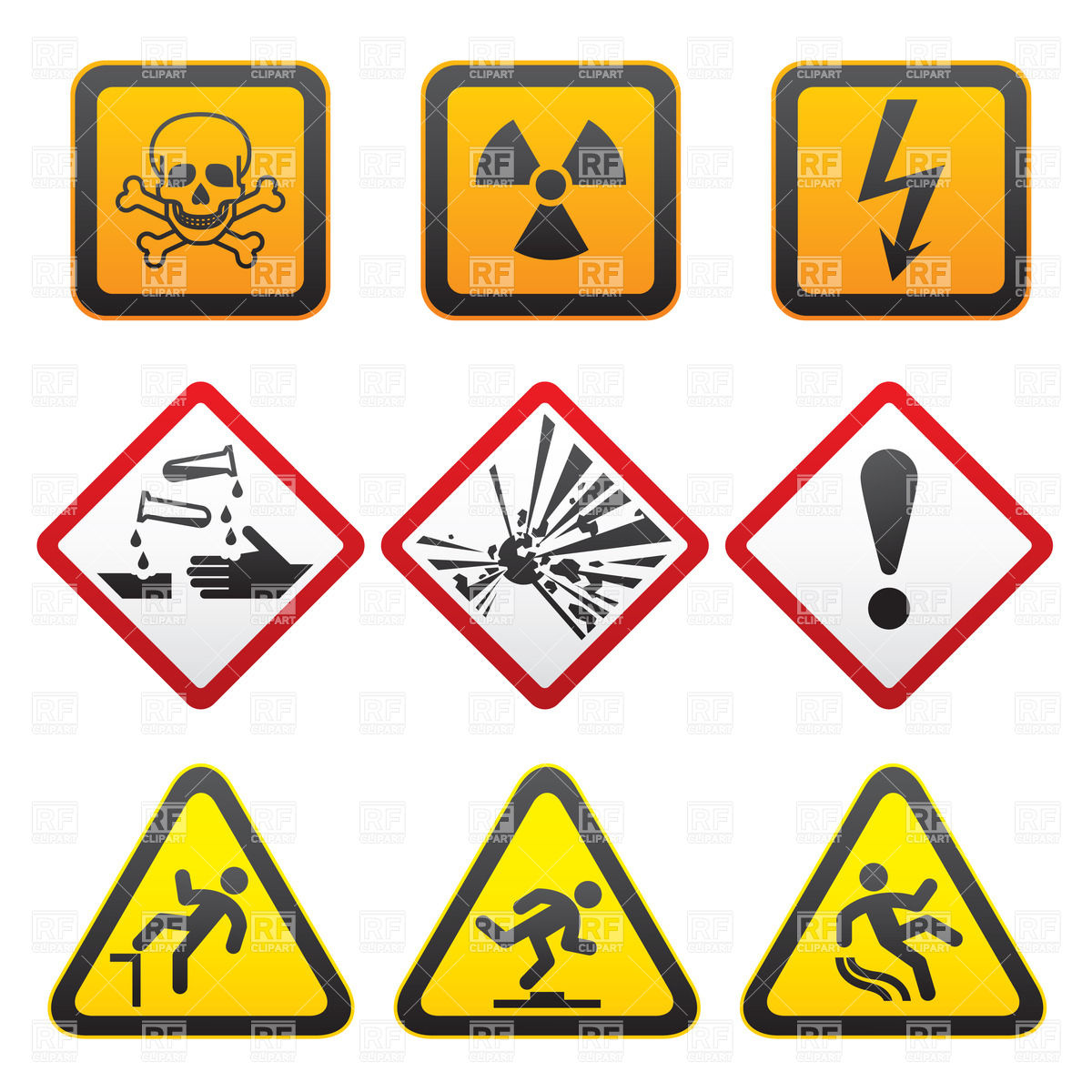 1200x1200 Warning Hazard Signs Vector Image Of Signs, Symbols, Maps