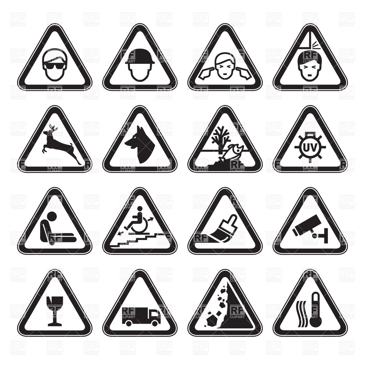 1200x1200 Warning Signs And Safety Symbols Vector Image Of Icons And Emblems