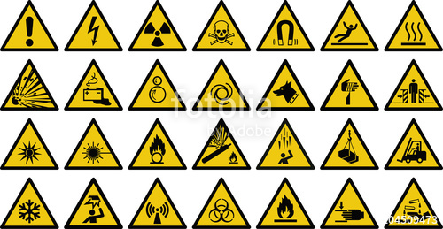 500x259 Warning Sign Vector Set Of Triangle Yellow Warning Signs Stock