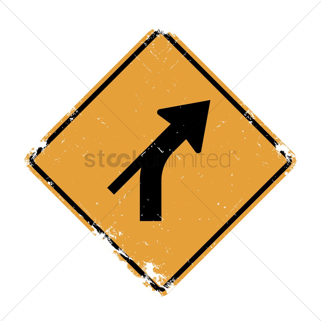 1300x1300 Right Curve Out Intersection Warning Vector Image