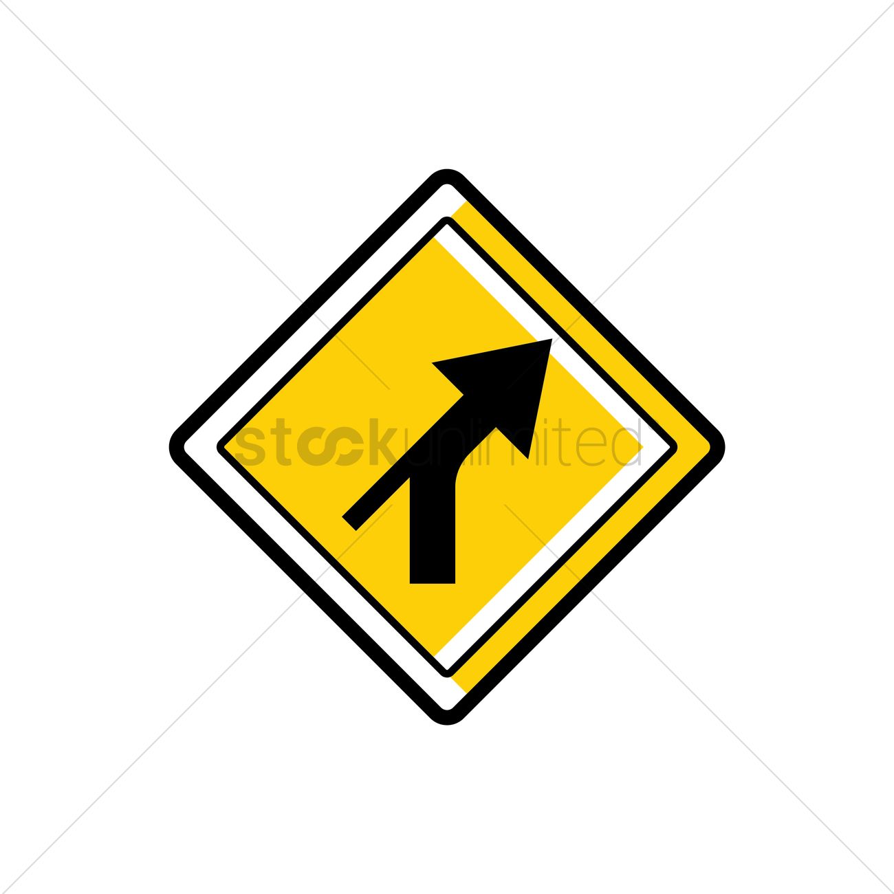 1300x1300 Right Curve Out Intersection Warning Vector Image