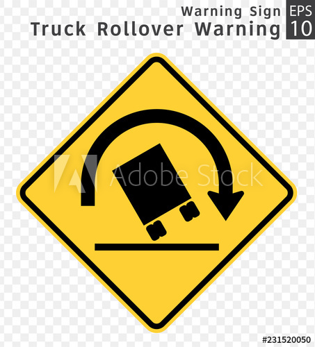 453x500 Road Sign Warning Truck Rollover Warning Vector Illustration