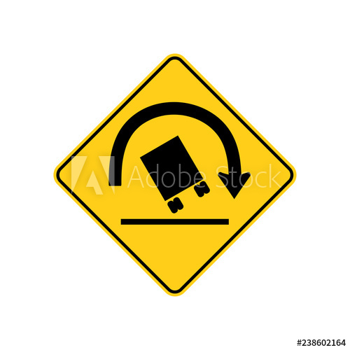 500x500 Usa Traffic Road Sign Right Curve Ahead,truck Rollover Warning