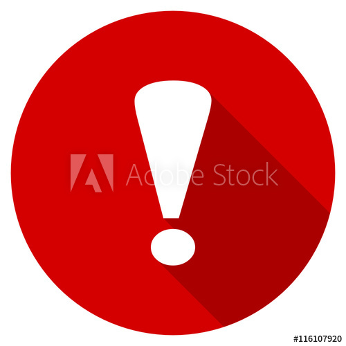500x500 Flat Design Red Round Warning Vector Icon