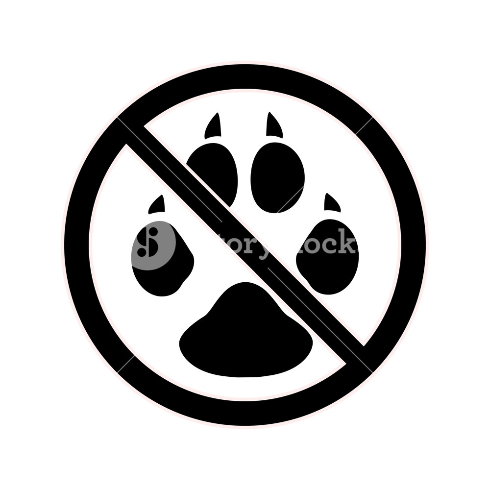 1000x1000 No Animals Allowed Silhouette Sign Store Symbol With Crossed Cat