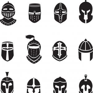 300x300 Warrior Helmets Black Icons Or Logos Set Knight Vector Hoodamathrun
