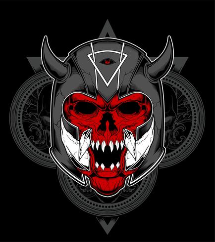 434x490 Hand Drawn Spartan Warrior Skull Wearing Ancient Helmet Vector