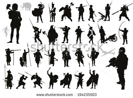 450x330 Ancient And Modern Warriors Silhouettes Set High Detailed Vector