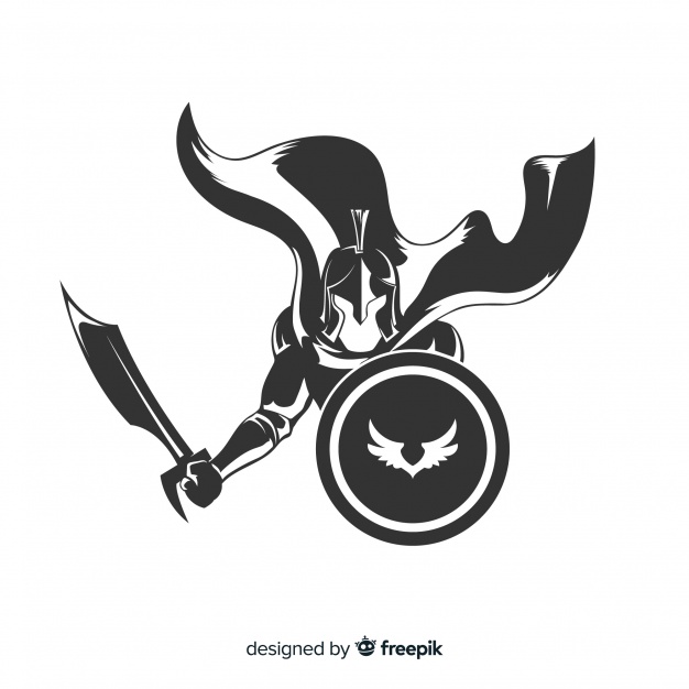 626x626 Silhouette Of Spartan Warrior With Sword Vector Free Download
