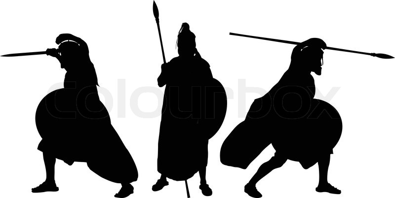 800x402 Silhouettes Of Ancient Warriors Stock Vector Colourbox