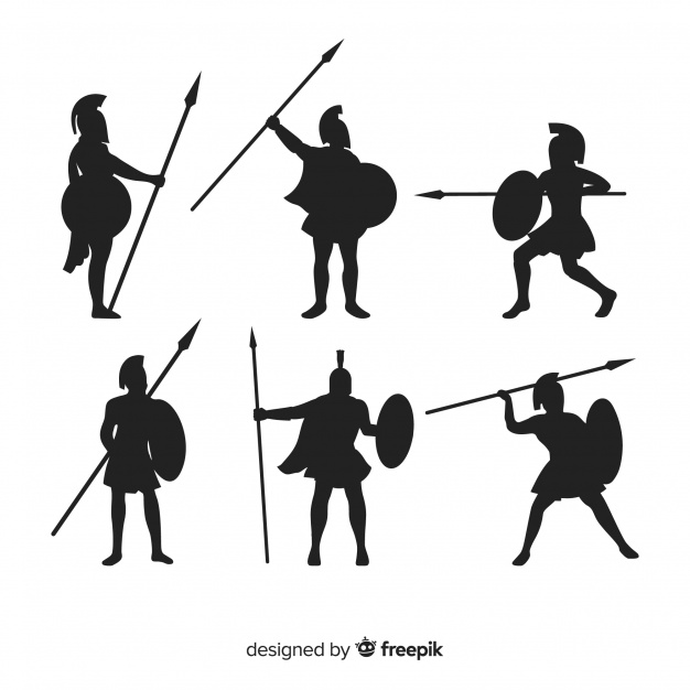 626x626 Spartan Warrior Silhouette Collection Vector Free Download