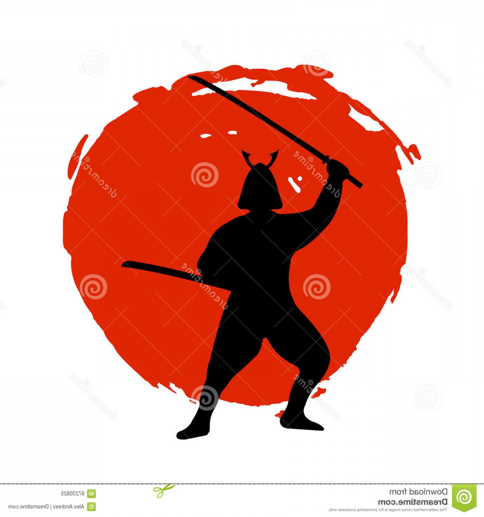 1560x1668 Stock Illustration Samurai Warrior Silhouette Red Moon White