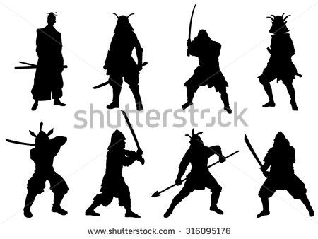 450x338 The Set Of Samurai Warriors Silhouette