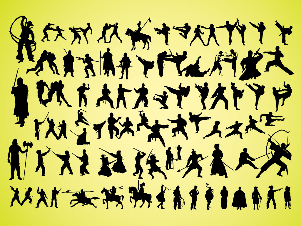 1024x768 Warrior Silhouettes Vectors