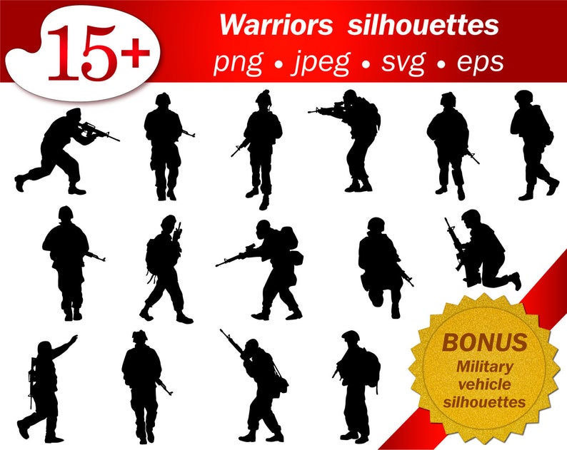 794x631 Warrior Soldier Army Military Clipart Silhouette People Etsy