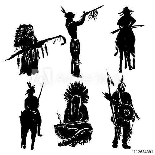500x500 Drawing Elements Set Of Isolated Figures Of American Indian