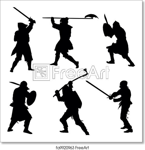 561x581 Free Art Print Of Ancient Warriors Silhouettes Set Ancient