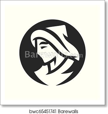 362x382 Mongolian Warrior Vector Simple Silhouette Illustration, Art Print