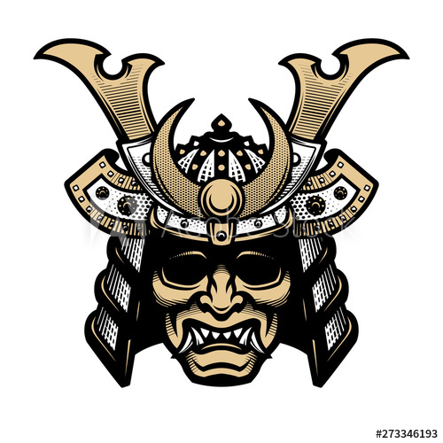 500x500 Samurai Warrior Mask Traditional Armor Of Japanese Warrior